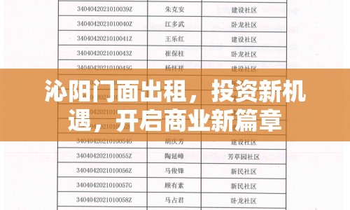 沁陽門面出租，投資新機(jī)遇，開啟商業(yè)新篇章