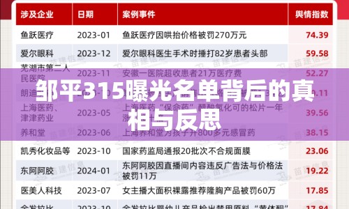 鄒平315曝光名單背后的真相與反思