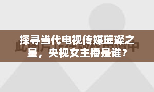 探尋當(dāng)代電視傳媒璀璨之星，央視女主播是誰(shuí)？