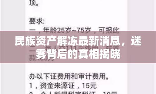 民族資產(chǎn)解凍最新消息，迷霧背后的真相揭曉