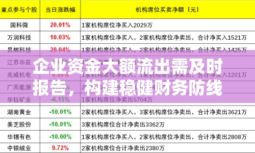 企業(yè)資金大額流出需及時報告，構(gòu)建穩(wěn)健財務(wù)防線