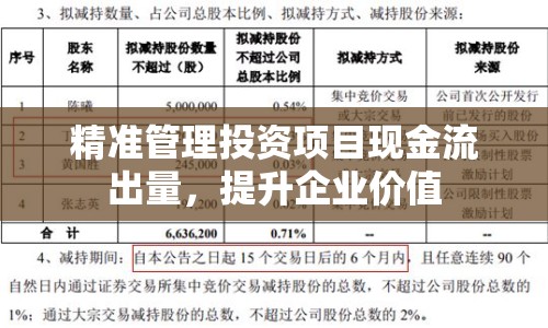 精準(zhǔn)管理投資項(xiàng)目現(xiàn)金流出量，提升企業(yè)價(jià)值