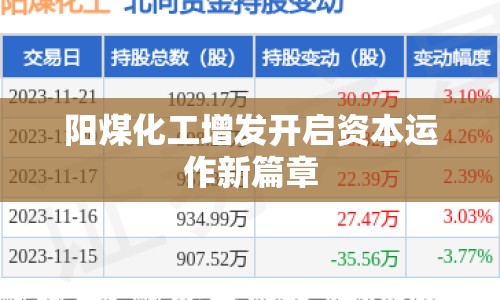陽煤化工增發(fā)開啟資本運作新篇章