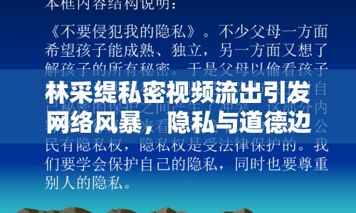 林采緹私密視頻流出引發(fā)網(wǎng)絡(luò)風(fēng)暴，隱私與道德邊界何在？