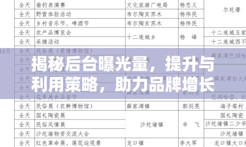 揭秘后臺(tái)曝光量，提升與利用策略，助力品牌增長(zhǎng)