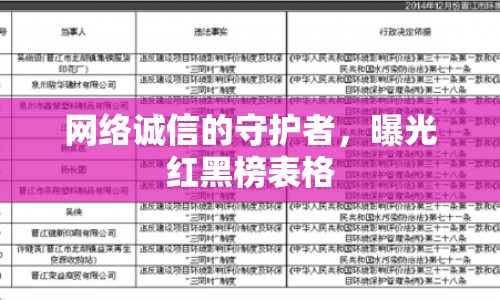 網絡誠信的守護者，曝光紅黑榜表格