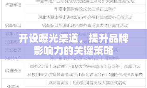 開設(shè)曝光渠道，提升品牌影響力的關(guān)鍵策略