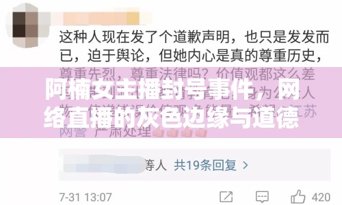 阿楠女主播封號(hào)事件，網(wǎng)絡(luò)直播的灰色邊緣與道德底線(xiàn)