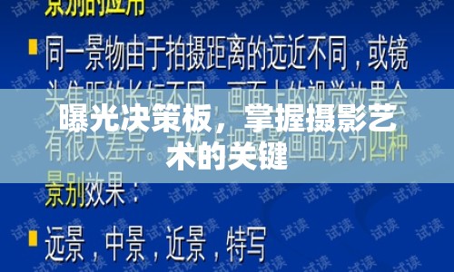 曝光決策板，掌握攝影藝術(shù)的關(guān)鍵