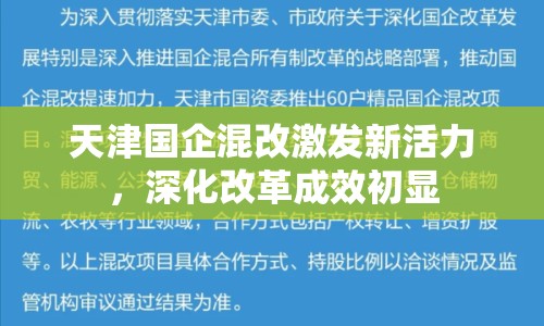 天津國(guó)企混改激發(fā)新活力，深化改革成效初顯