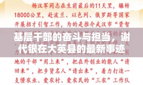 基層干部的奮斗與擔(dān)當(dāng)，謝代銀在大英縣的最新事跡