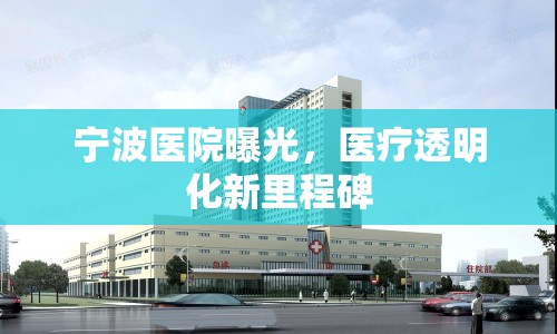 寧波醫(yī)院曝光，醫(yī)療透明化新里程碑
