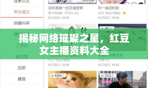 揭秘網(wǎng)絡(luò)璀璨之星，紅豆女主播資料大全