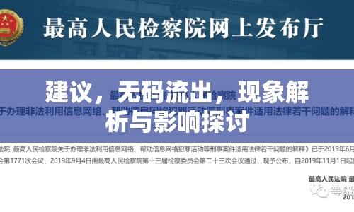 建議，無(wú)碼流出，現(xiàn)象解析與影響探討