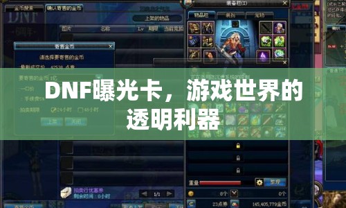 DNF曝光卡，游戲世界的透明利器