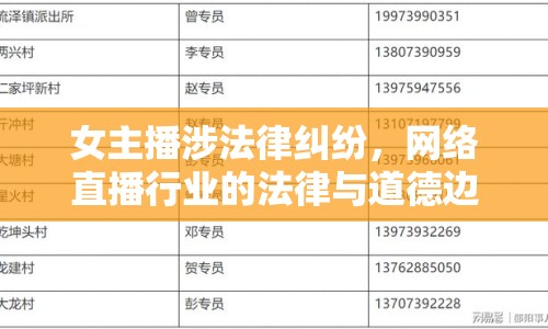 女主播涉法律糾紛，網(wǎng)絡(luò)直播行業(yè)的法律與道德邊界探討