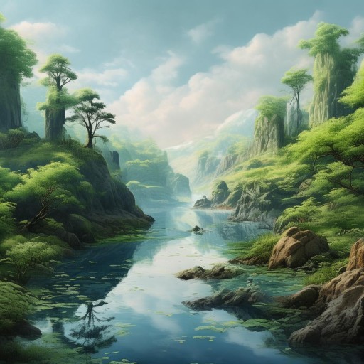瀏陽溪流，自然之韻的水墨畫卷