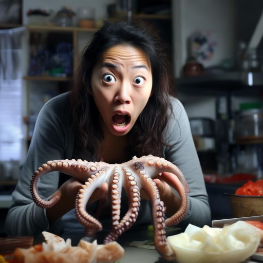 生吃八爪魚翻車女主播，美食博主的驚險一刻